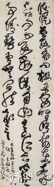 王铎《草书》纸本/立轴 1629年作 346×98 cm 成交价：8,740,000