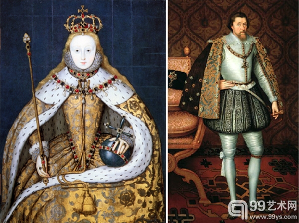 伊丽莎白一世（Elizabeth I，1533—1603）  詹姆士一世（James I，1566-1625）