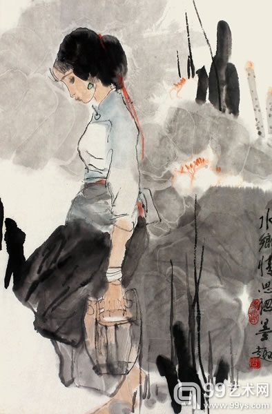 周思聪 水乡情  纸本设色 镜心  67×44cm