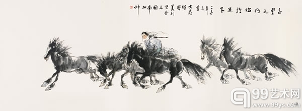 刘大为  千里之行始于足下  纸本设色 镜心   130×351cm   