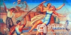让·特皮约 《捕鱼团》（油画）