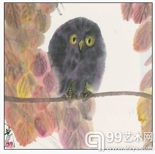 林风眠作品《猫头鹰》（1960年代），现藏于中华艺术宫