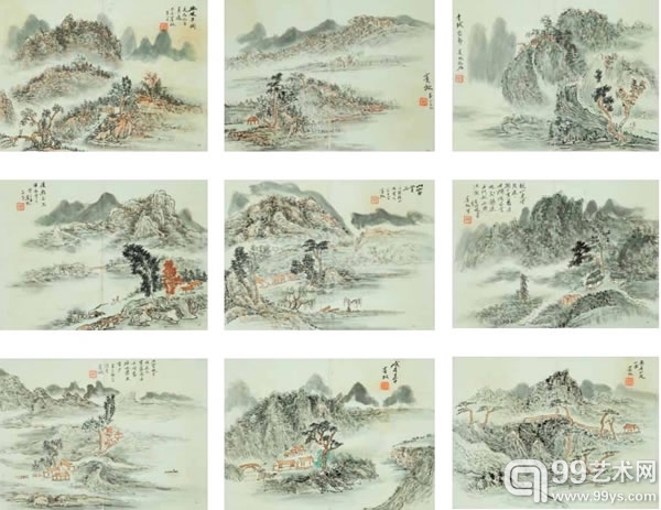 黄宾虹，山水册页