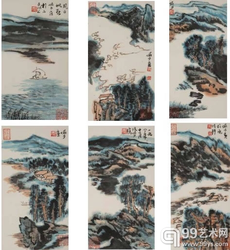 陆俨少，山水册页