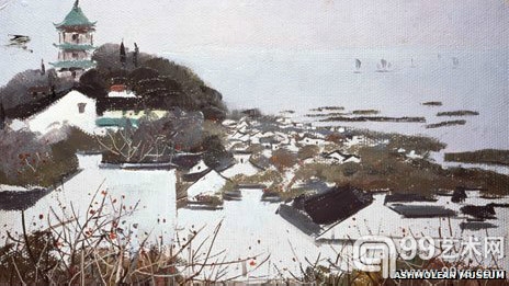 吴冠中所绘的无锡和太湖（1973）。