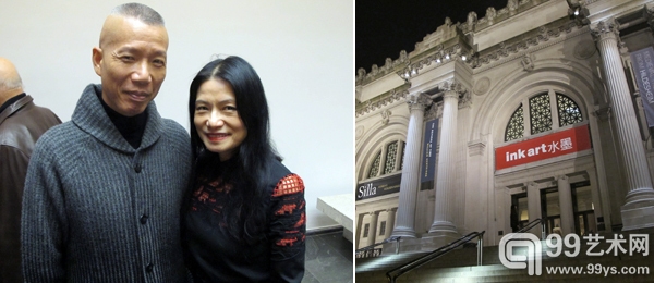 左：艺术家蔡国强和Vivienne Tam；右：大都会博物馆入口处