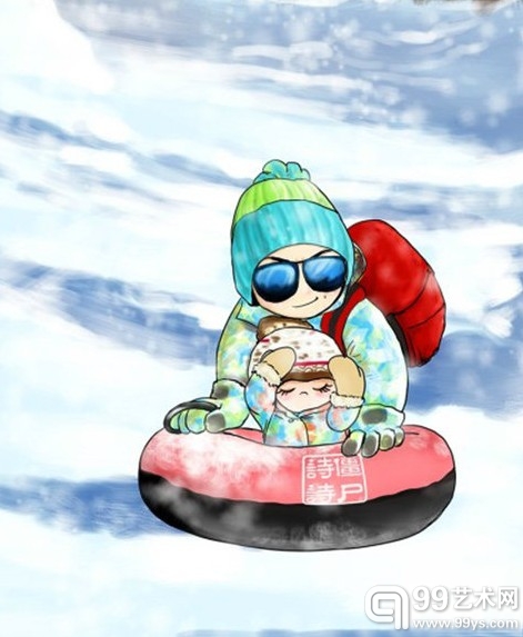 《爸爸去哪儿》帅爸萌娃雪地温情漫画