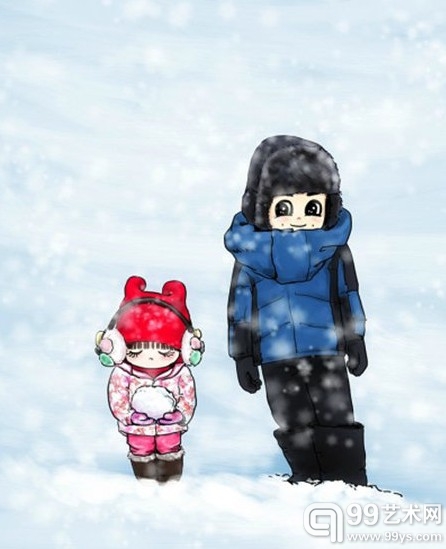 《爸爸去哪儿》帅爸萌娃雪地温情漫画