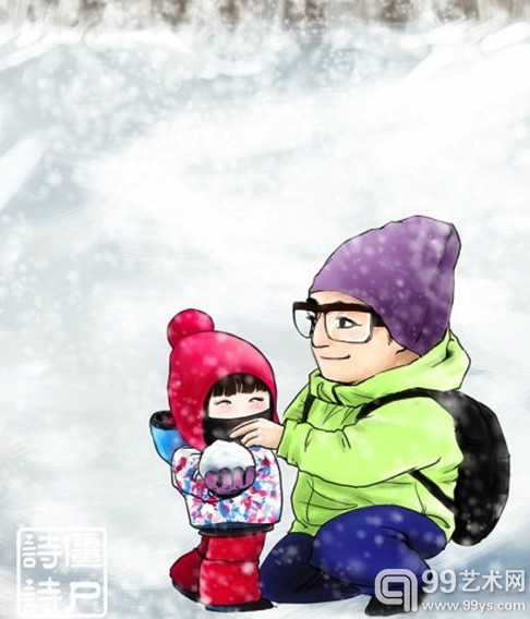 《爸爸去哪儿》帅爸萌娃雪地温情漫画