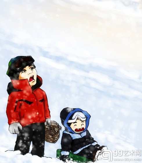 《爸爸去哪儿》帅爸萌娃雪地温情漫画