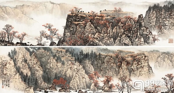 白雪石 1992年作 秋山红树 