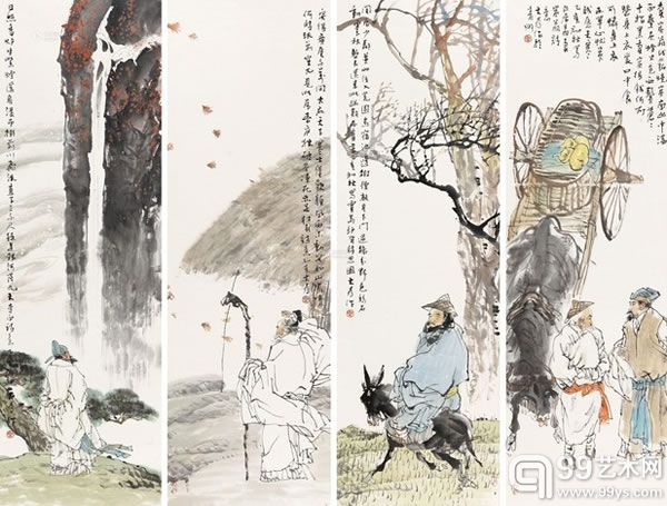 刘大为 1995年作 人物 四屏立轴 
