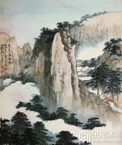 张大千 云山图 42×36cm