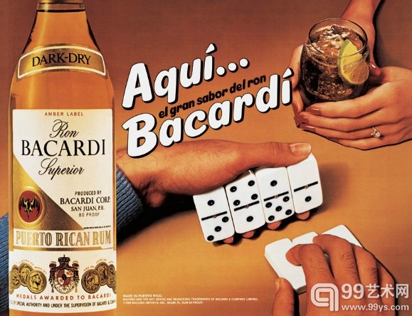 Jeff Koons, Aqui Bacardi, 1986年，帆布油墨，114.3 x 152.4 cm。