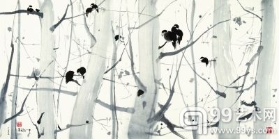 图为吴冠中作品《长日无风》。