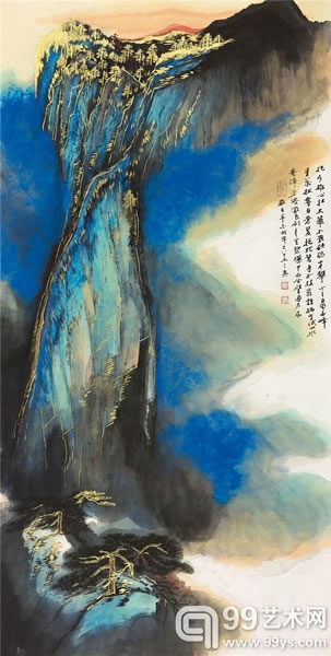 何海霞华山日出 设色纸本 镜心 137×69