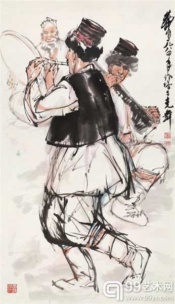 黄胄 塔吉克舞 设色纸本镜心 93×53.5