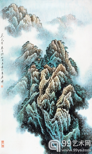 张松茂 粉彩 黄山玉屏峰 瓷板 成交价（含佣金）： 138万