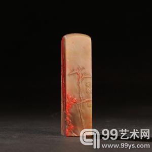 林文举作昌化鸡血石节节高薄意方章 第19届海峡艺术品交流会