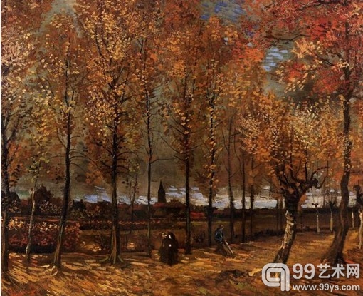 Land with Poplars 种满杨树的道路 1885