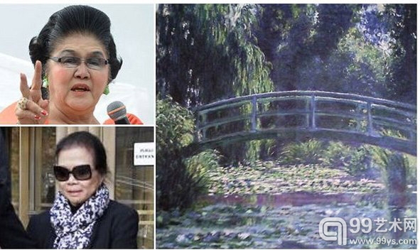 菲律宾前第一夫人(左上)与她的秘书包蒂斯塔  右为莫内 睡莲 1899