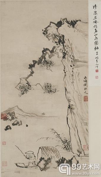 清代 高其佩 河津古渡图（指画）
