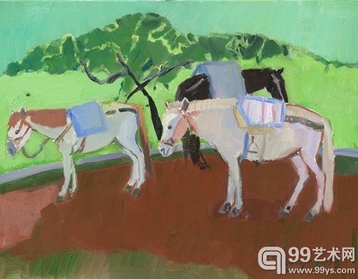 《大理马》70x90cm 布面油画 2013“Dali Horses”, 70x90cm, oil on canvas, 2013