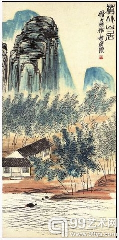 万竹山居 102.5cm×49.5cm 无年款