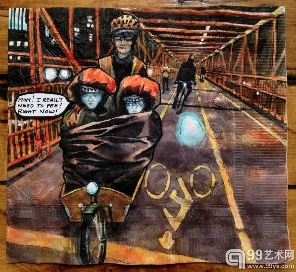 有爱的母亲，6年来每天给儿子画一幅餐巾纸画。