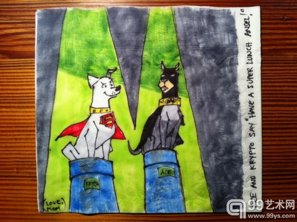 有爱的母亲，6年来每天给儿子画一幅餐巾纸画。