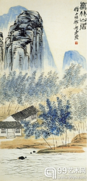 万竹山居图 103×49.5厘米 约1938年 齐白石