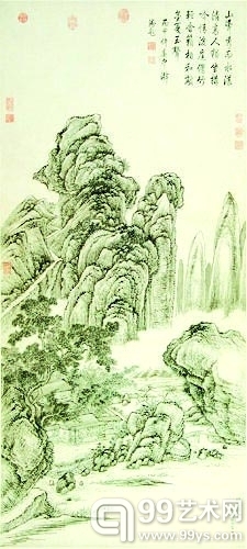 钱维城《竹院清吟图》立轴。