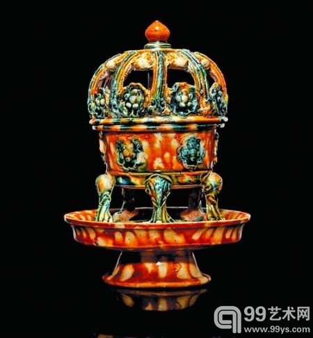 唐代 三彩熏炉 巩县窑 佳士得2009年拍品