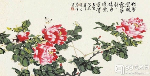 周彦生 蝶穿牡丹 