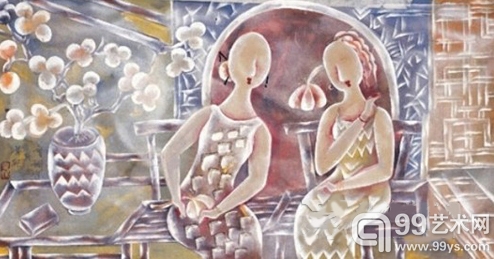 当代著名重彩画家曹娜画作—《逸香系列二》