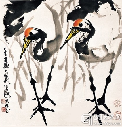 当代名家朱法鹏画作—《招邀知己结雅士》