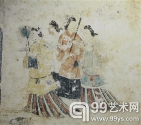 日本古墓中出土的精美人物壁画