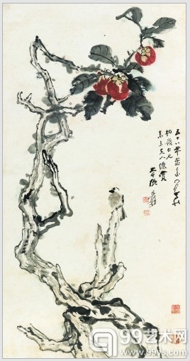 张大千 利市三倍到白头 1969 133.5x70cm