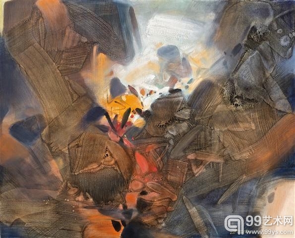 朱德群（1920年生）《创世纪》，1993年作，油彩画布，130.2x162.2公分