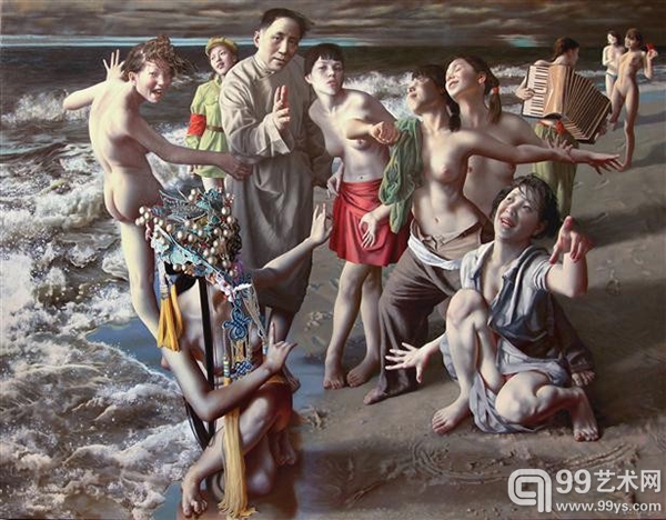 刘溢（1957年生）《别拦哥》，2011年作，油彩画布，140x180公分