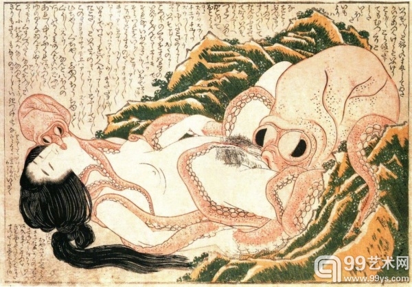 北斋(Hokusai) - 渔妇的梦(The Dream of the Fisherman's Wife)1814