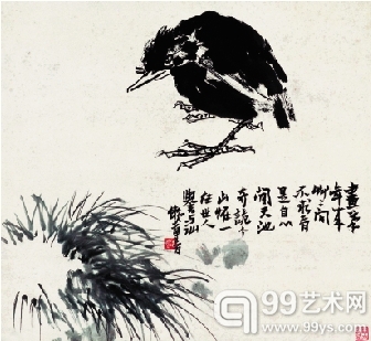 图4 潘天寿 2005 北方某拍卖行秋拍拍品（图3的临摹母本）