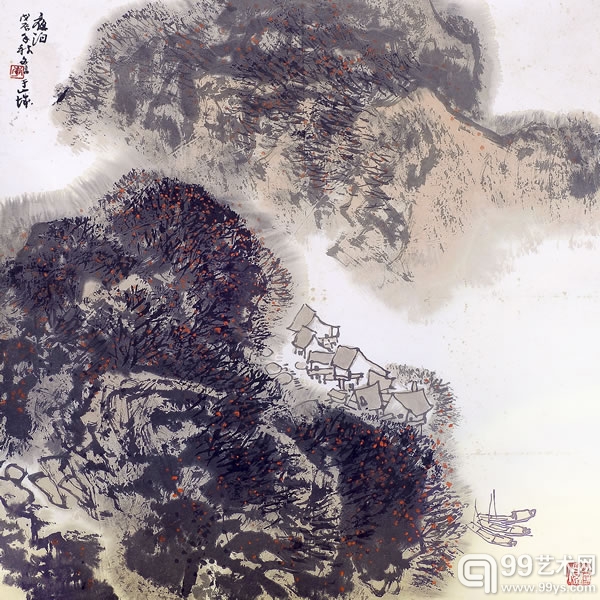 李文信 《夜泊》50X54.5cm