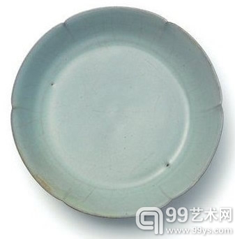 北宋汝窑天青釉葵花洗（区百龄珍藏）