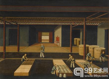 西方油画风格绘中国瓷器生产：11幅造成瓷器图上拍
