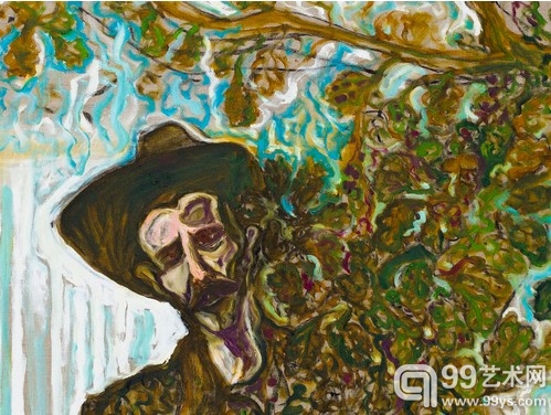 Billy Childish《edge of the forest (detail) 》，2013，布面油画及炭笔，152.5 x 122厘米。