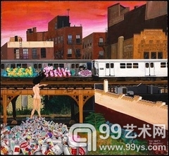 Lady Pink, 《涂鸦之死》, 1982, 纤维板上丙烯, 19 x 22".