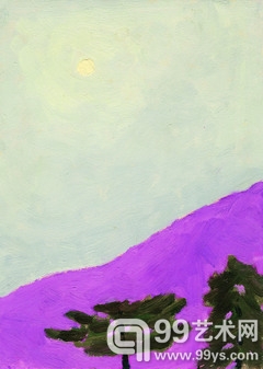 李珊，《无题-香山》，1977，纸板油画，27.3x19.5cm