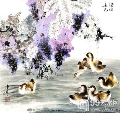 俆奇的作品《满塘春色》