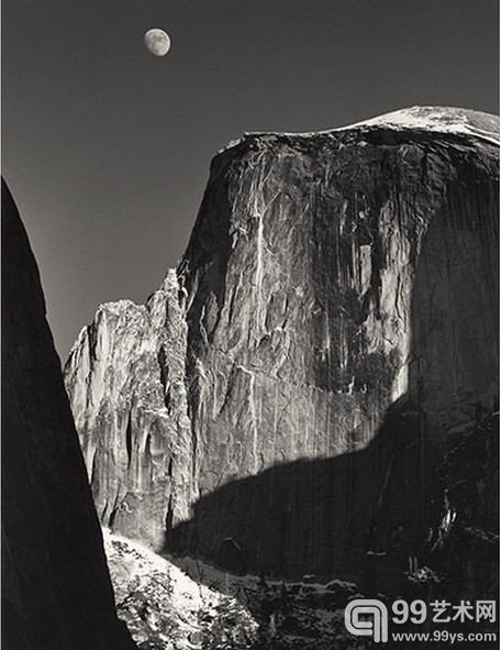 1.Moon and Half Dome, Yosemite Valley, California, negative 1960; print 1980, Ansel Adams